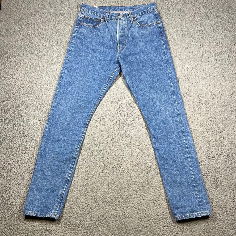 Levis Premium 501 Skinny Jeans Mens 28 Blue Medium Wash Big E Button Fly Poland